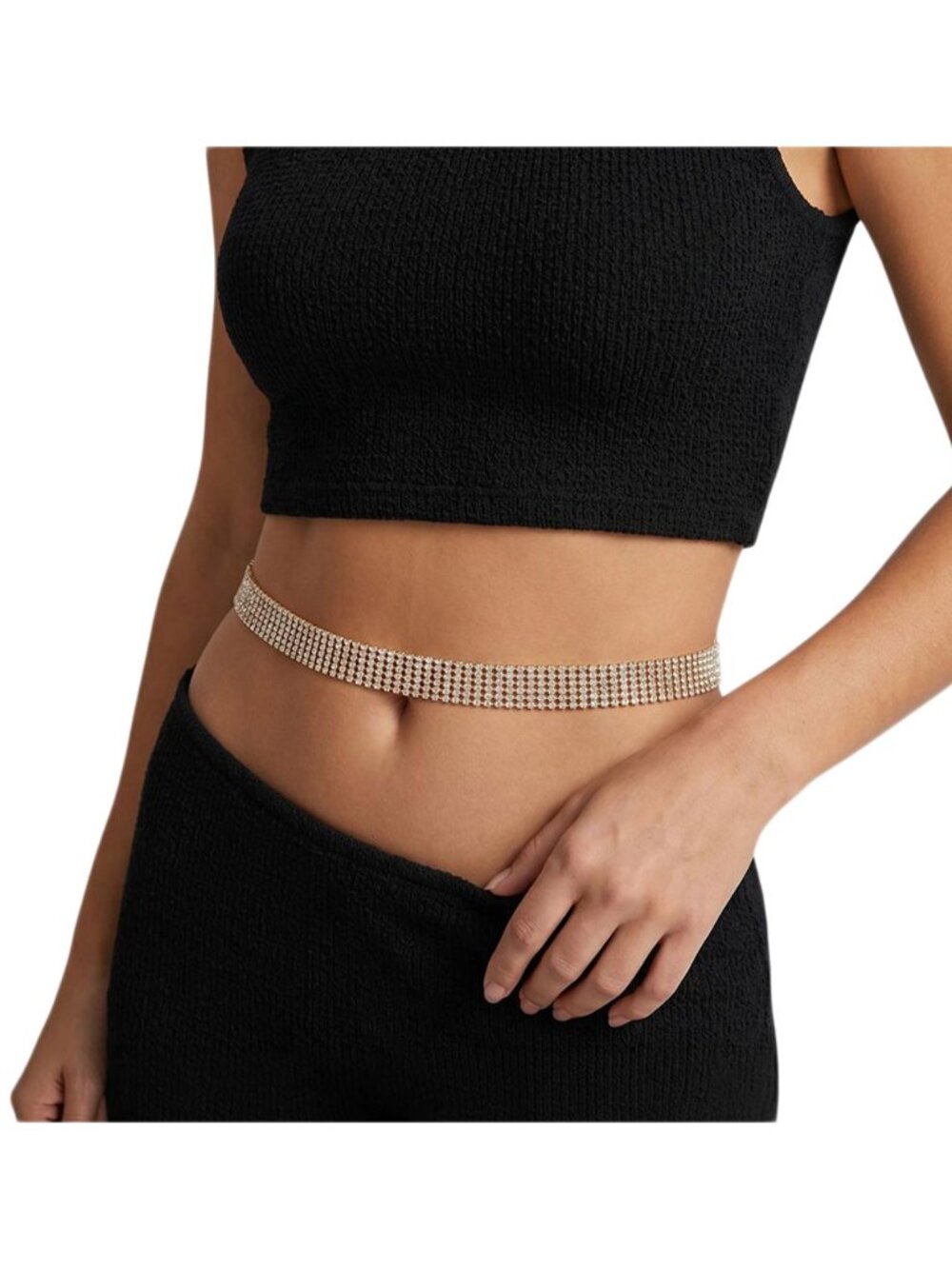 Tigerstars 6-Row Gold Rhinestone Waist Chain Belt